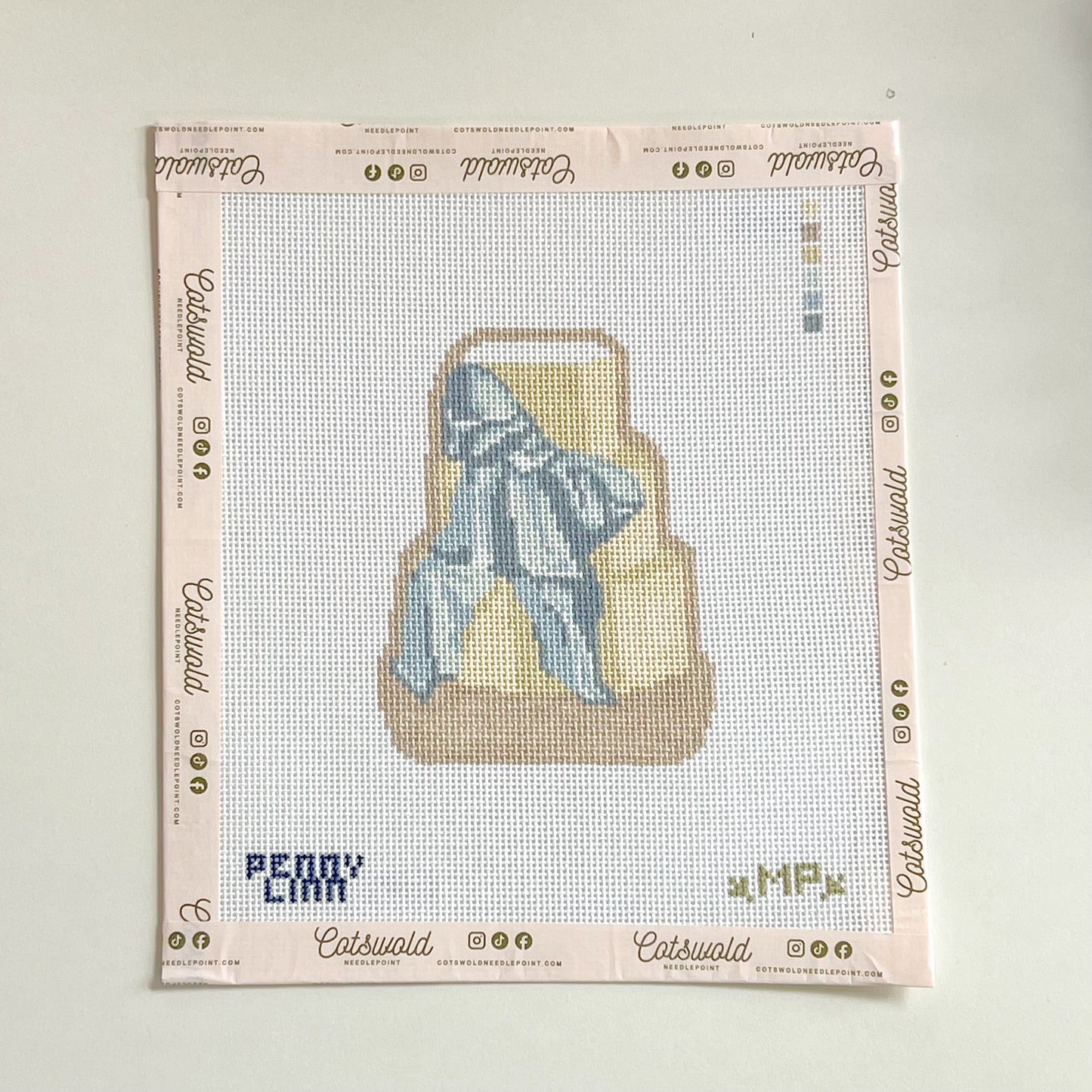Wedding Cake with Blue Bow Needlepoint Canvas, 18 Mesh, 4.1" x 3.1" Design Size