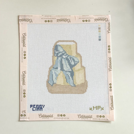 Wedding Cake with Blue Bow Needlepoint Canvas, 18 Mesh, 4.1" x 3.1" Design Size