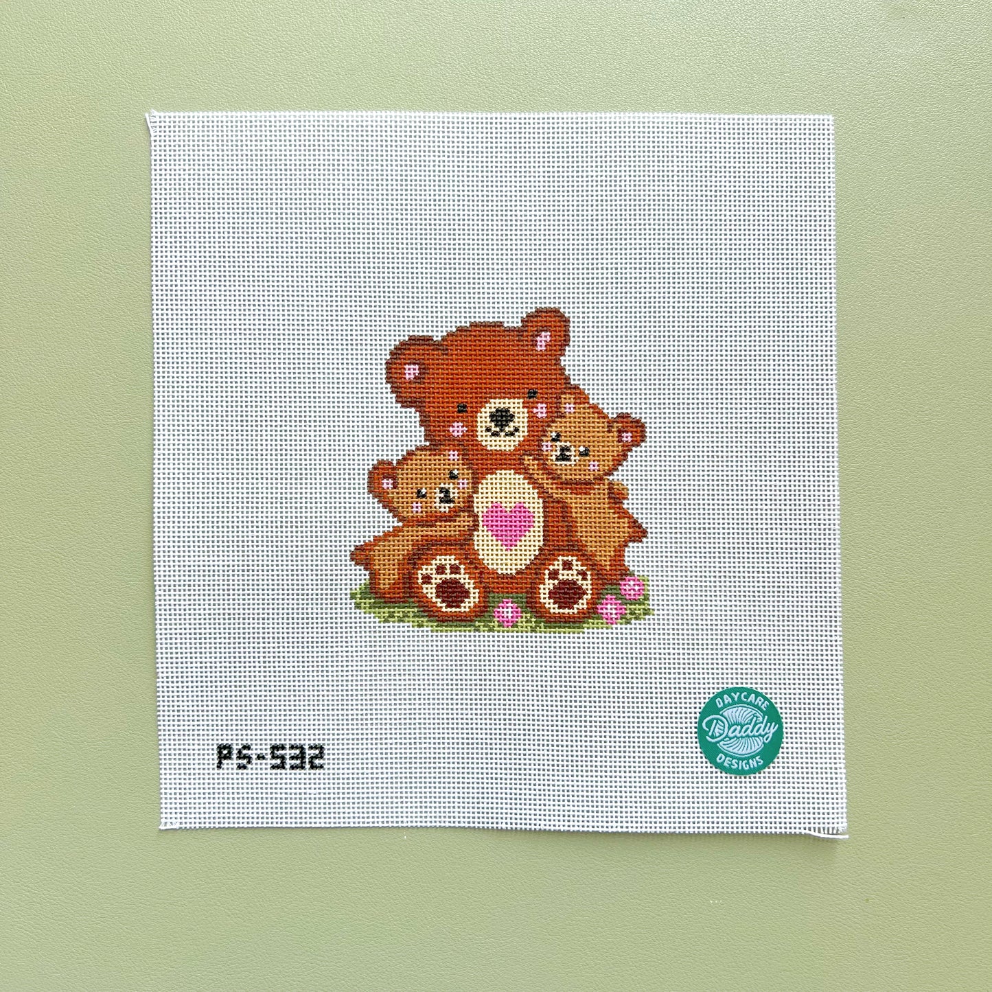 Brown Mama Bear Needlepoint Canvas, 18 Mesh 3.5"x4" Design Size