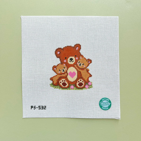 Brown Mama Bear Needlepoint Canvas, 18 Mesh 3.5"x4" Design Size