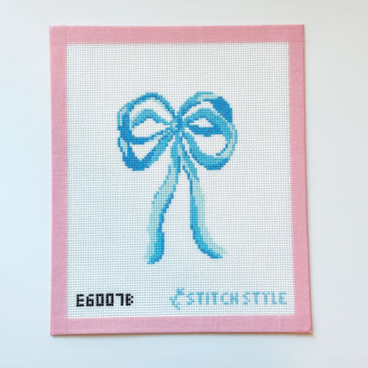 Baby Blue Bow Needlepoint Canvas, Whimsical Bow Needlepoint Canvas, 13 Mesh, 4x6 Design