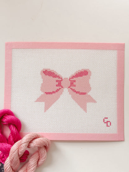 Aesthetic Pink Bow Coquette Needlepoint Canvas, 13 Mesh Bow Beginner Needlepoint Canvas, 2"x4" Bow Canvas