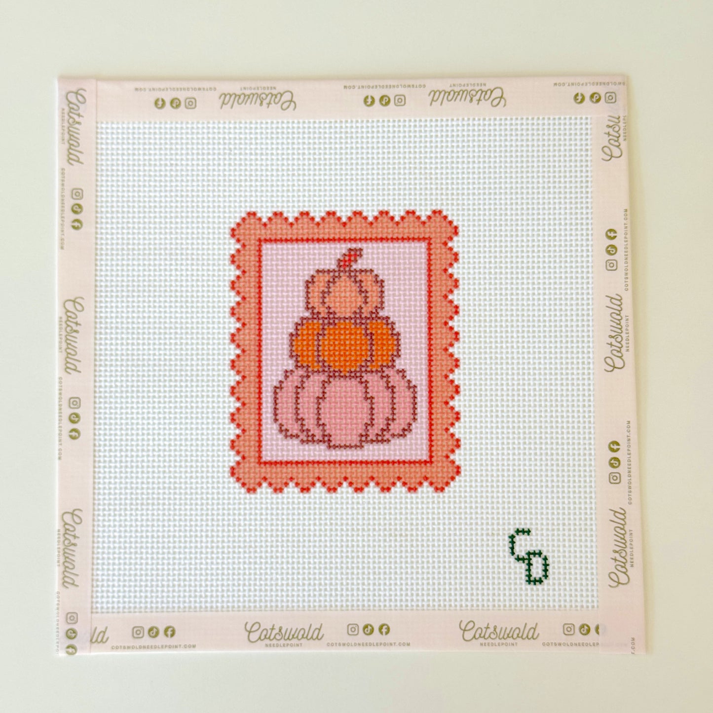 Pumpkin Stamp Needlepoint Canvas