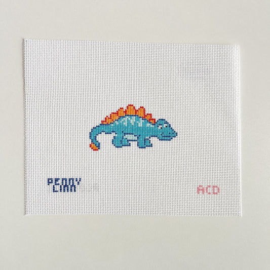 Dino Friends -  Blue and Orange Stegosaurus, 18 Mesh, 1.5" x 3" Design Size
