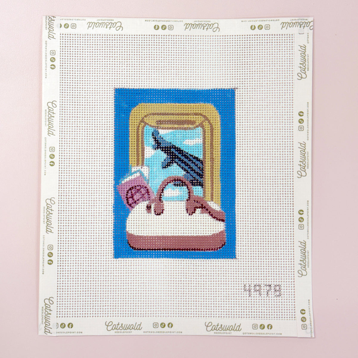 Airplane Window View Passport Insert Needlepoint Canvas, 13 Mesh, 3.75 x 5.25 Design
