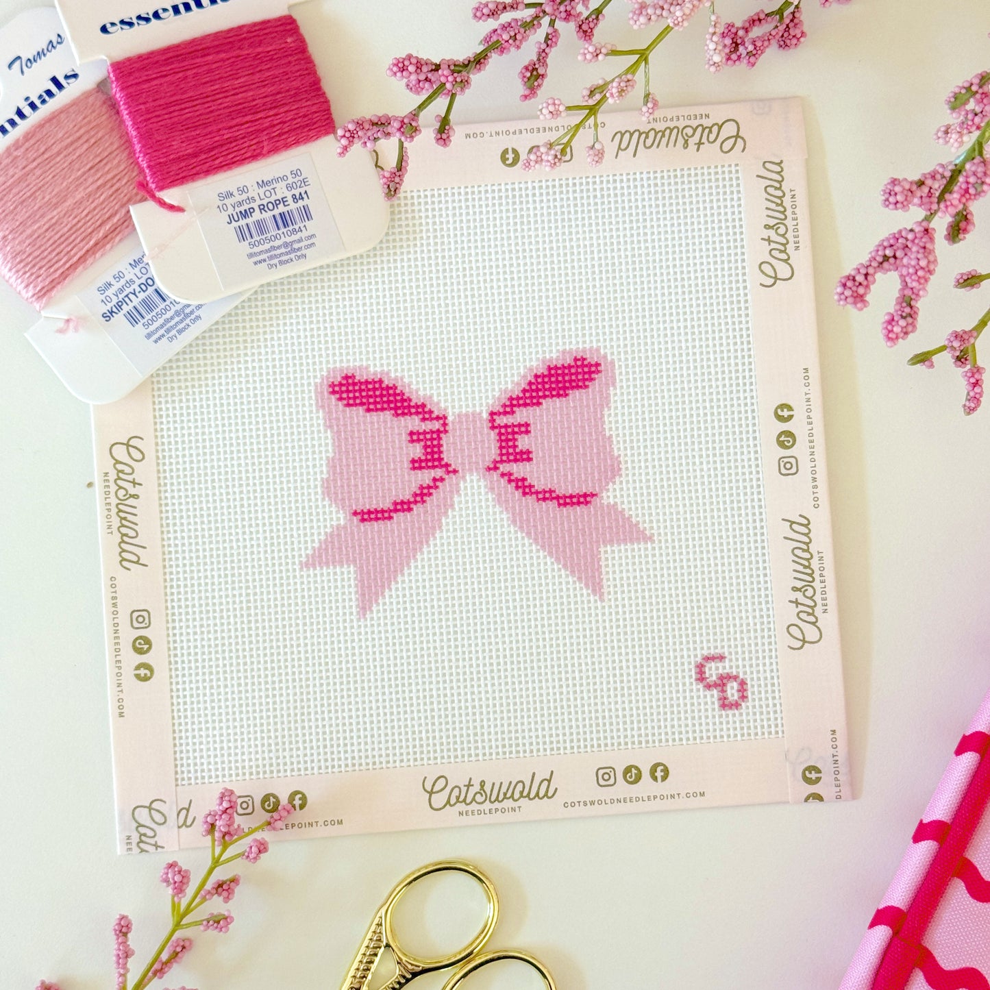 Pink Bow Needlepoint Canvas