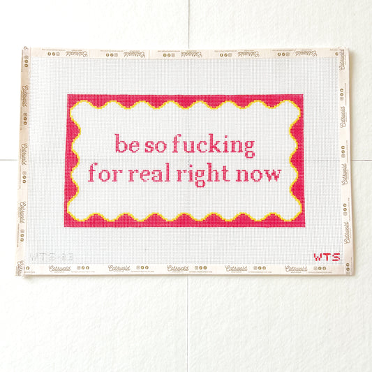 Be So For Real Right Now Sarcastic Needlepoint Canvas, 13 Mesh, Snarky Needlepoint, 7x13 Design