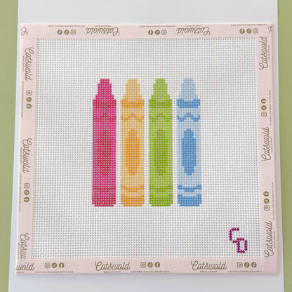 Crayons Back to School Needlepoint Canvas, 13 Mesh, 4x4 Design