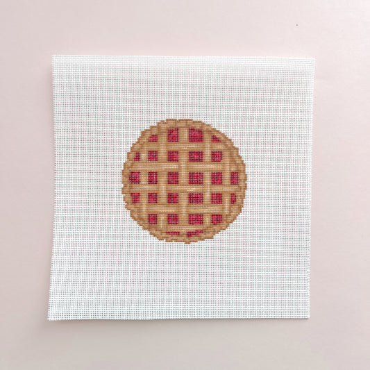 Strawberry Pie Needlepoint Canvas, 18 Mesh, 4" Round Design Size