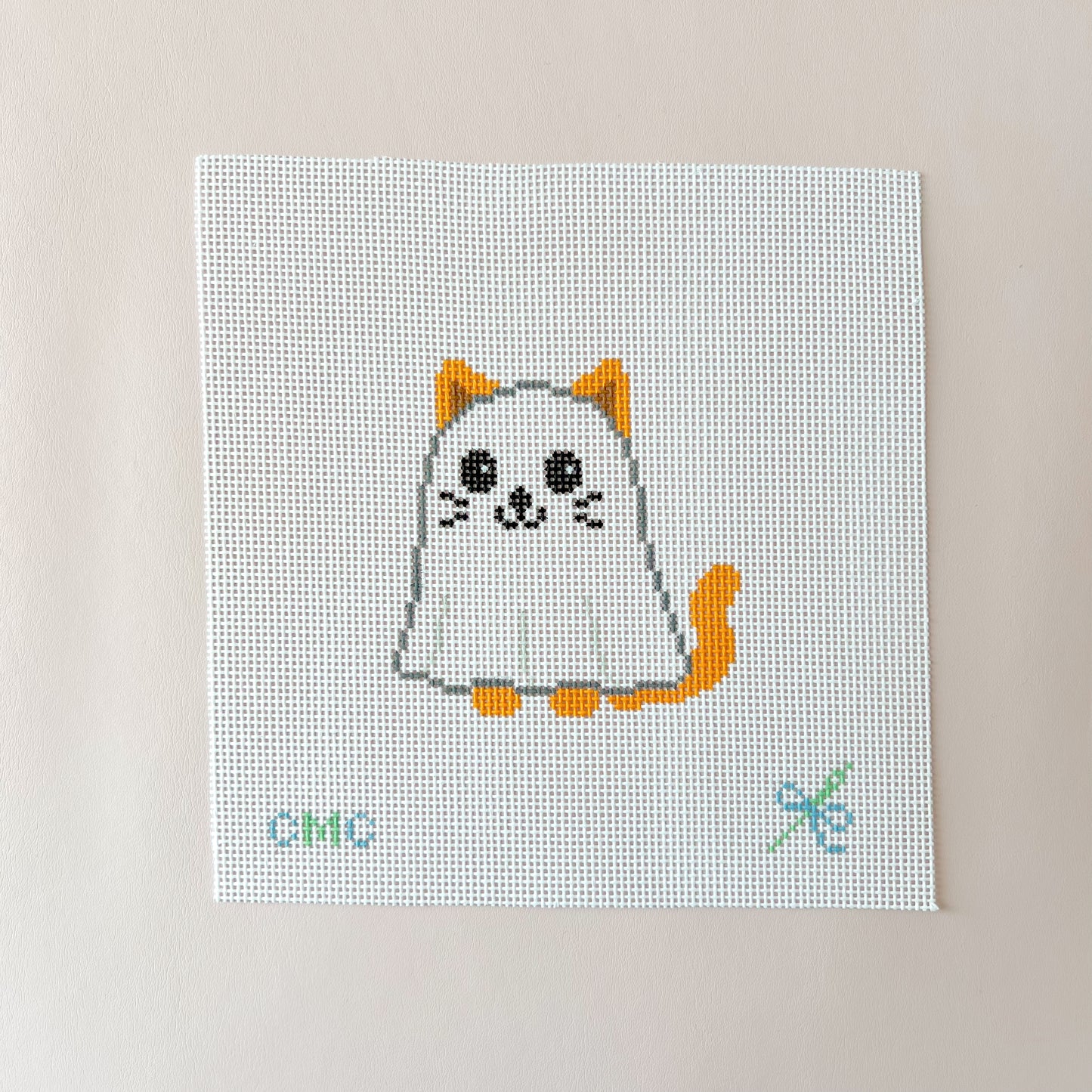 Spooky Kitty Canvas Needlepoint Canvas, 13 Mesh, 3.7"x3.9" Design Size