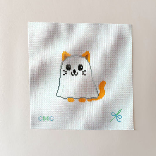 Spooky Kitty Canvas Needlepoint Canvas, 13 Mesh, 3.7"x3.9" Design Size