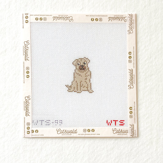 Mini Pug Needlepoint Canvas, Hand Painted Pug Dog Needlepoint, 18 Mesh, Mini Dog Needlepoint Canvas, 1.5x2.5 Design