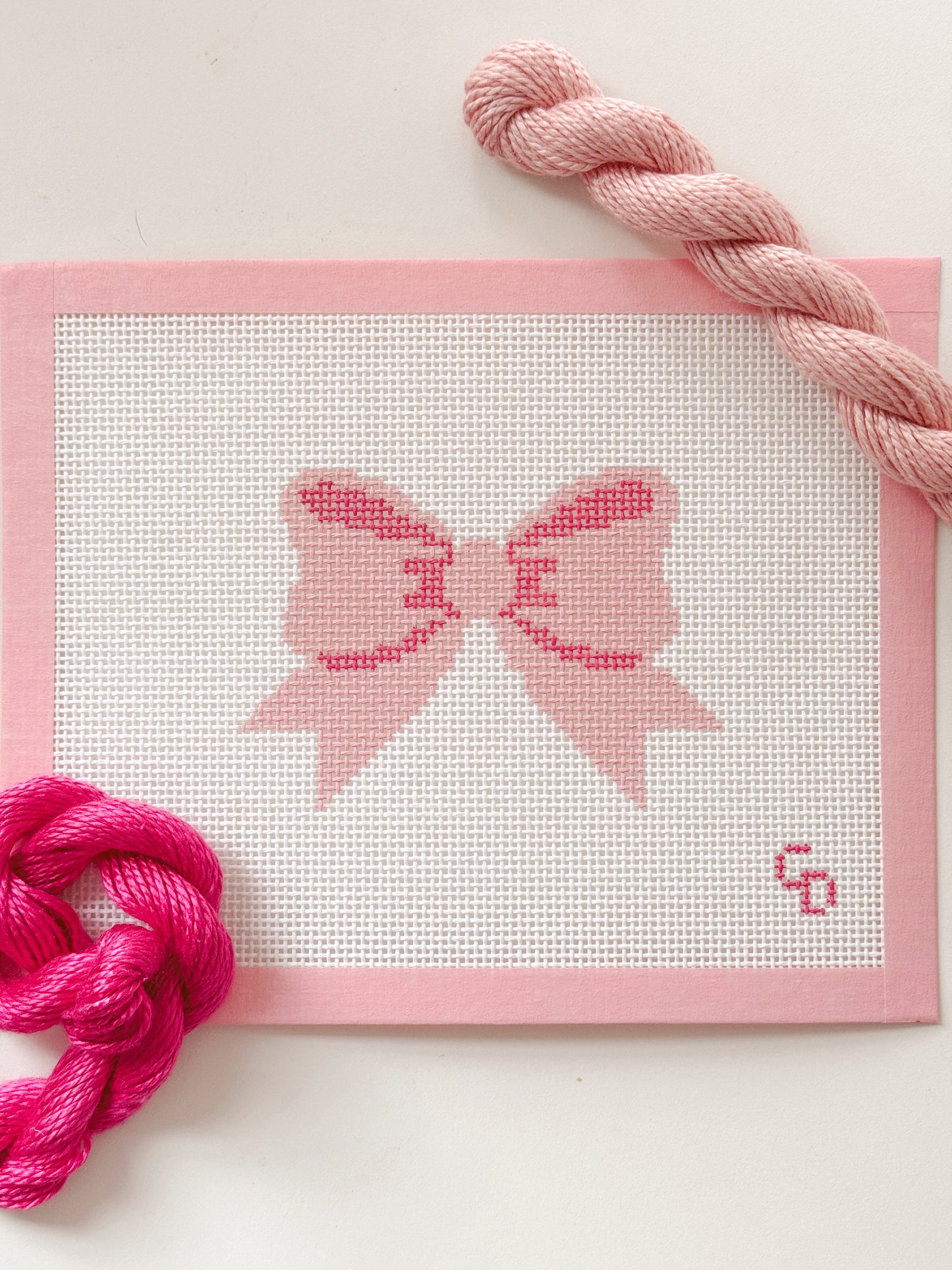 Aesthetic Pink Bow Coquette Needlepoint Canvas, 13 Mesh Bow Beginner Needlepoint Canvas, 2"x4" Bow Canvas