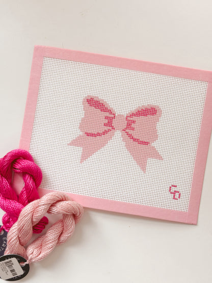Aesthetic Pink Bow Coquette Needlepoint Canvas, 13 Mesh Bow Beginner Needlepoint Canvas, 2"x4" Bow Canvas
