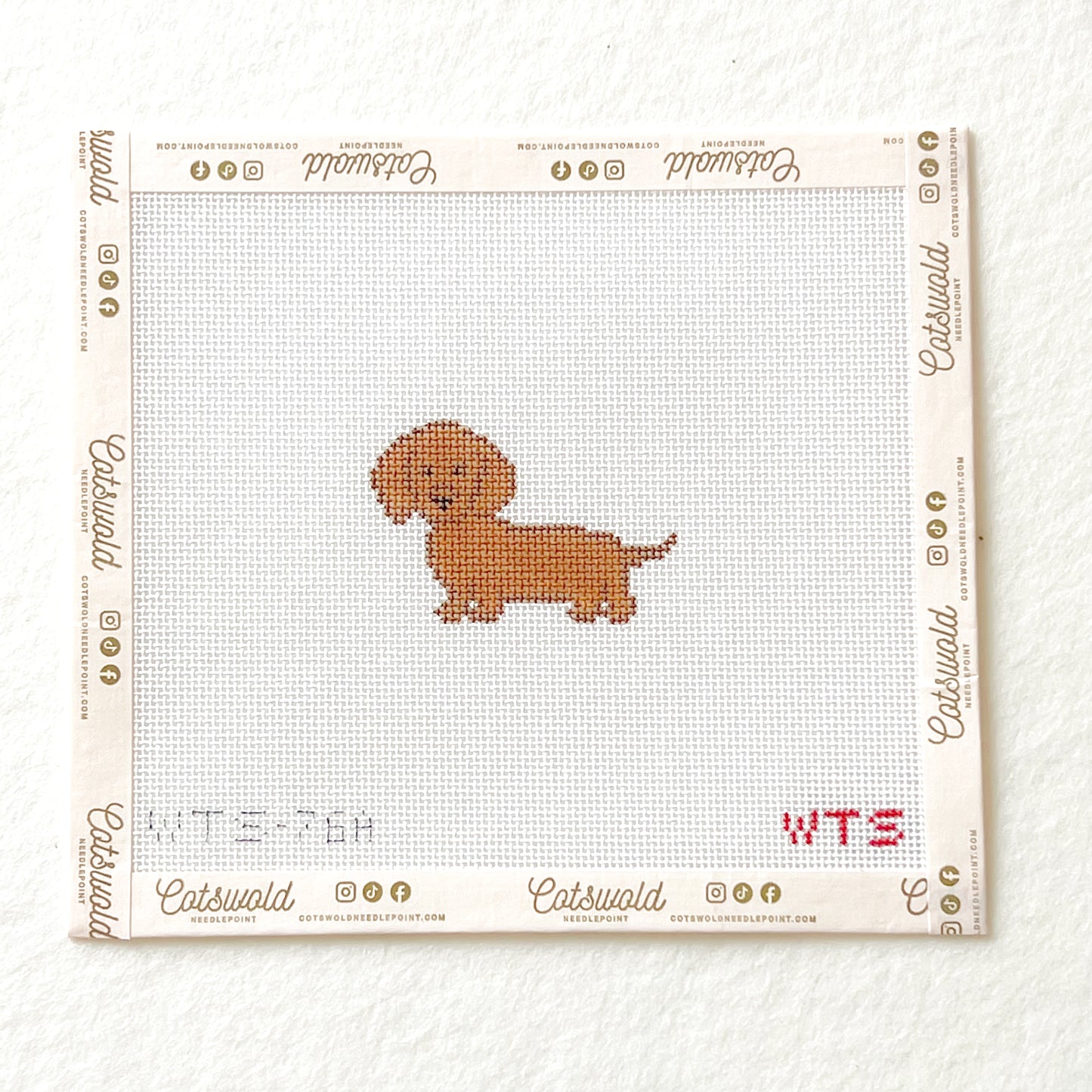 Mini Dachshund Needlepoint Canvas, Hand Painted Wiener Dog Needlepoint, 18 Mesh, Mini Dog Needlepoint Canvas, 1.5x2.5 Design