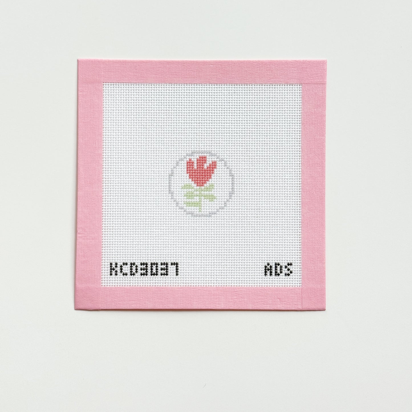 Mini Flower Key Fob Insert Needlepoint Canvas, 18 Mesh, 1"x1" Round Canvas, Bag Tag Needlepoint Canvas