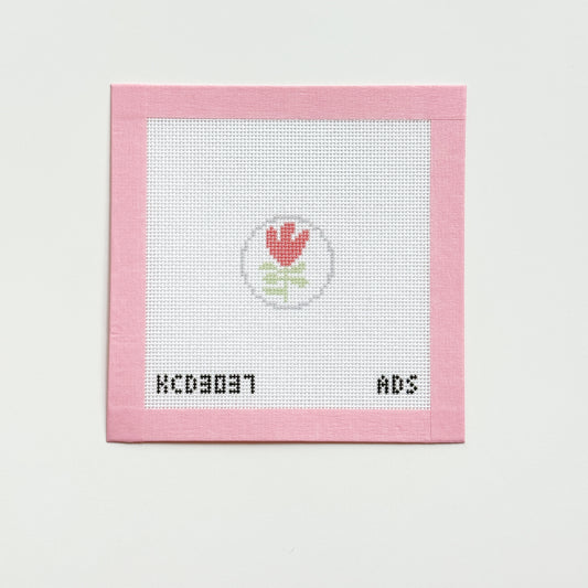 Mini Flower Key Fob Insert Needlepoint Canvas, 18 Mesh, 1"x1" Round Canvas, Bag Tag Needlepoint Canvas
