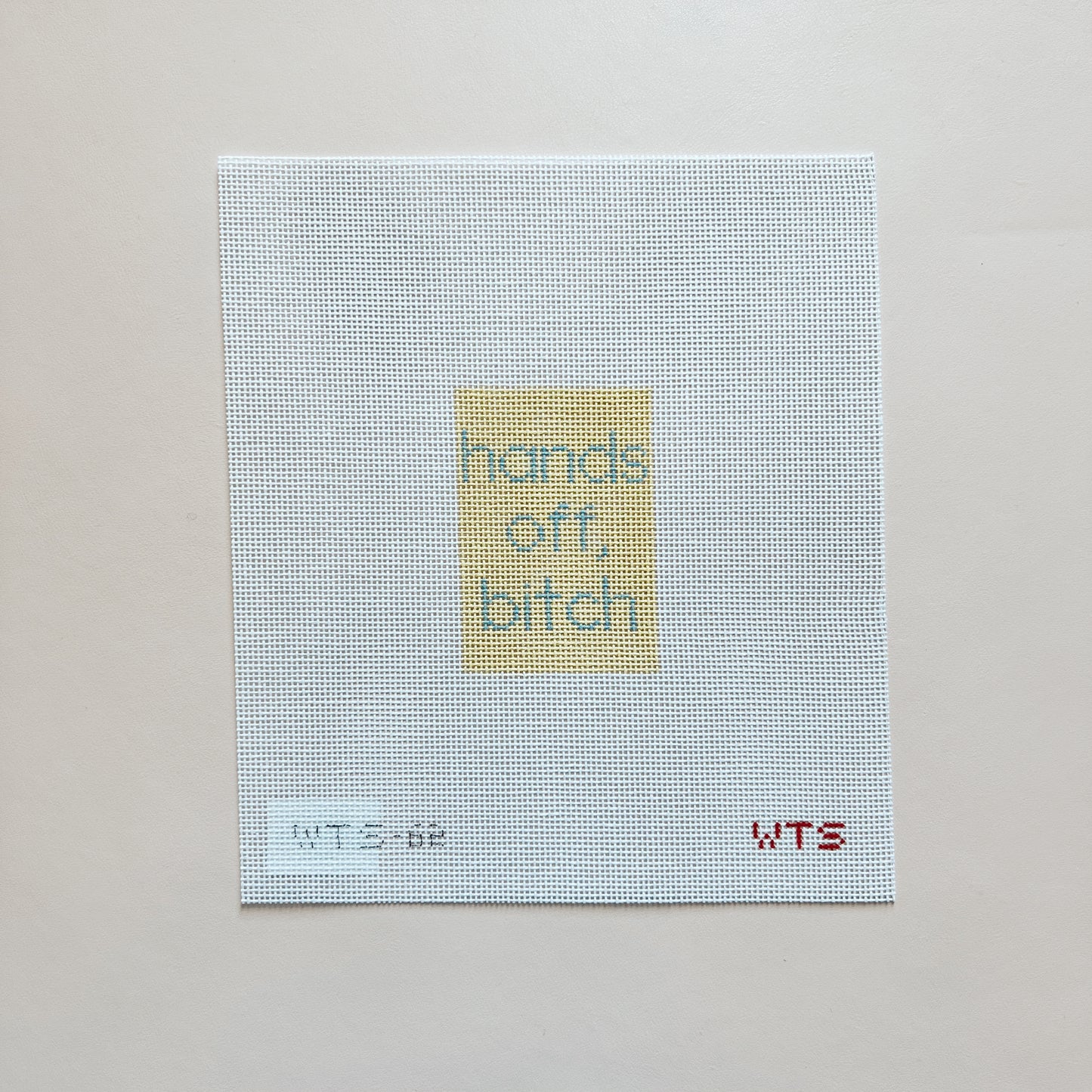 Hands Off, Bitch Luggage Tag Needlepoint Canvas, 18 Mesh, 2"x3" Design Size