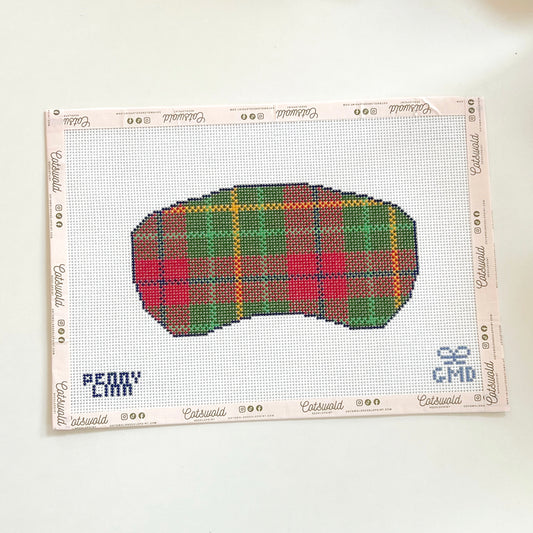 Red and Green Plaid Sleep Eye Mask Needlepoint Canvas, 13 Mesh, 1.46" x 8.77"