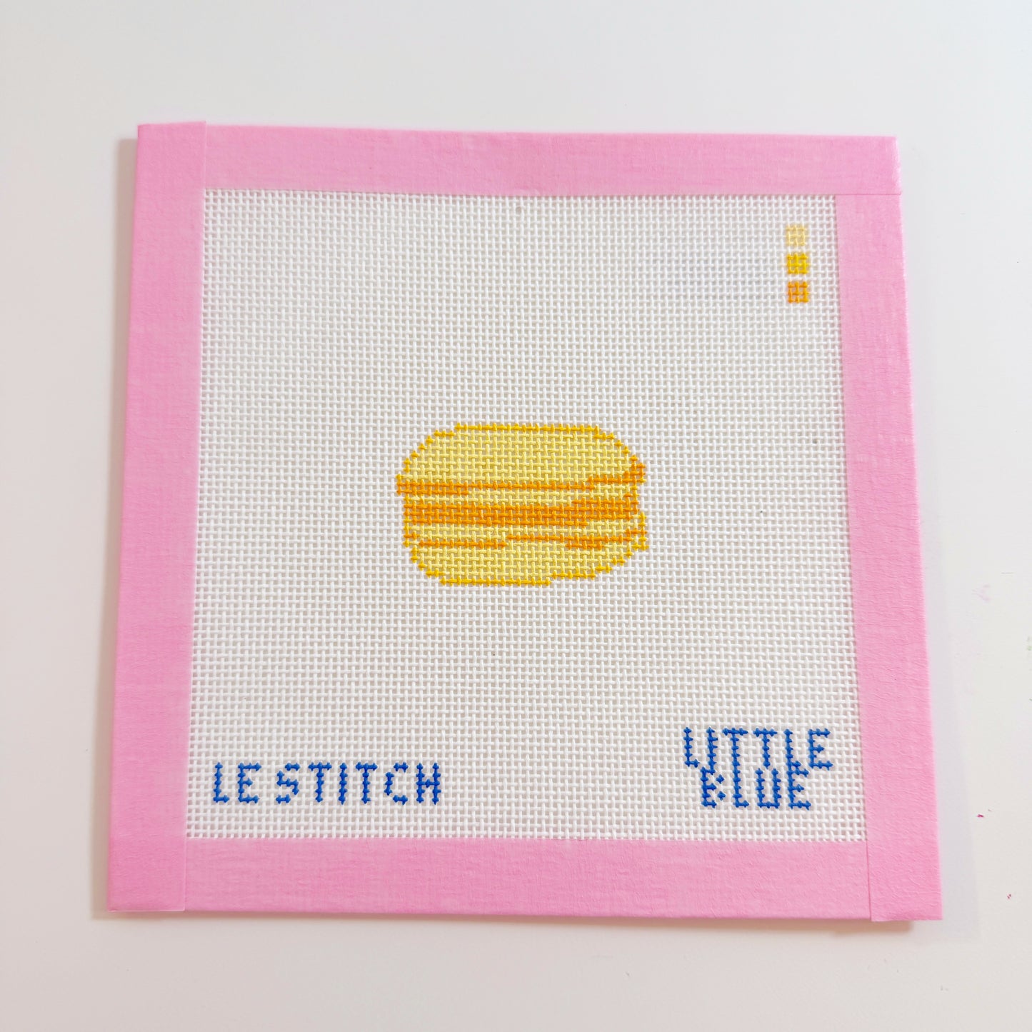 Yellow Macaron Snack Food Needlepoint Canvas, 18 Mesh, 2x1.5 Design