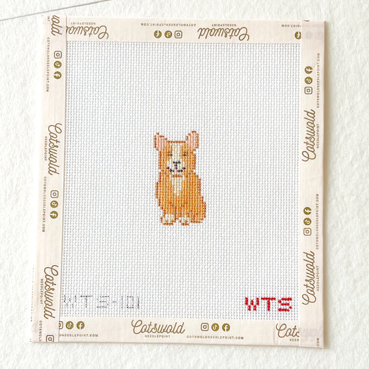 Mini Corgi Needlepoint Canvas, Hand Painted Corgi Needlepoint, 18 Mesh, Mini Dog Needlepoint Canvas, 1.5x2.5 Design