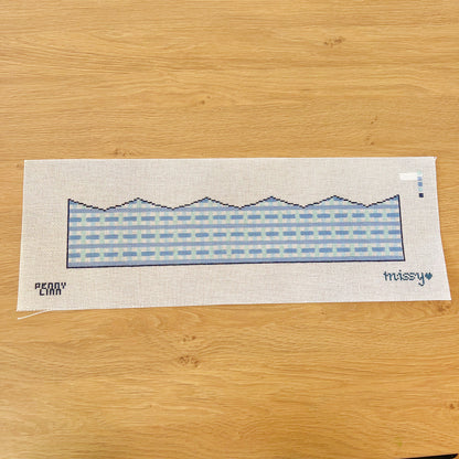 Blue Plaid Birthday Crown Needlepoint Canvas, 13 Mesh, 3.6" x 17.3" Design Size