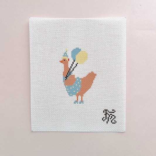 Birthday Dolly Chicken Needlepoint Canvas, 13 Mesh,  2.25 x 3 inches Design Size