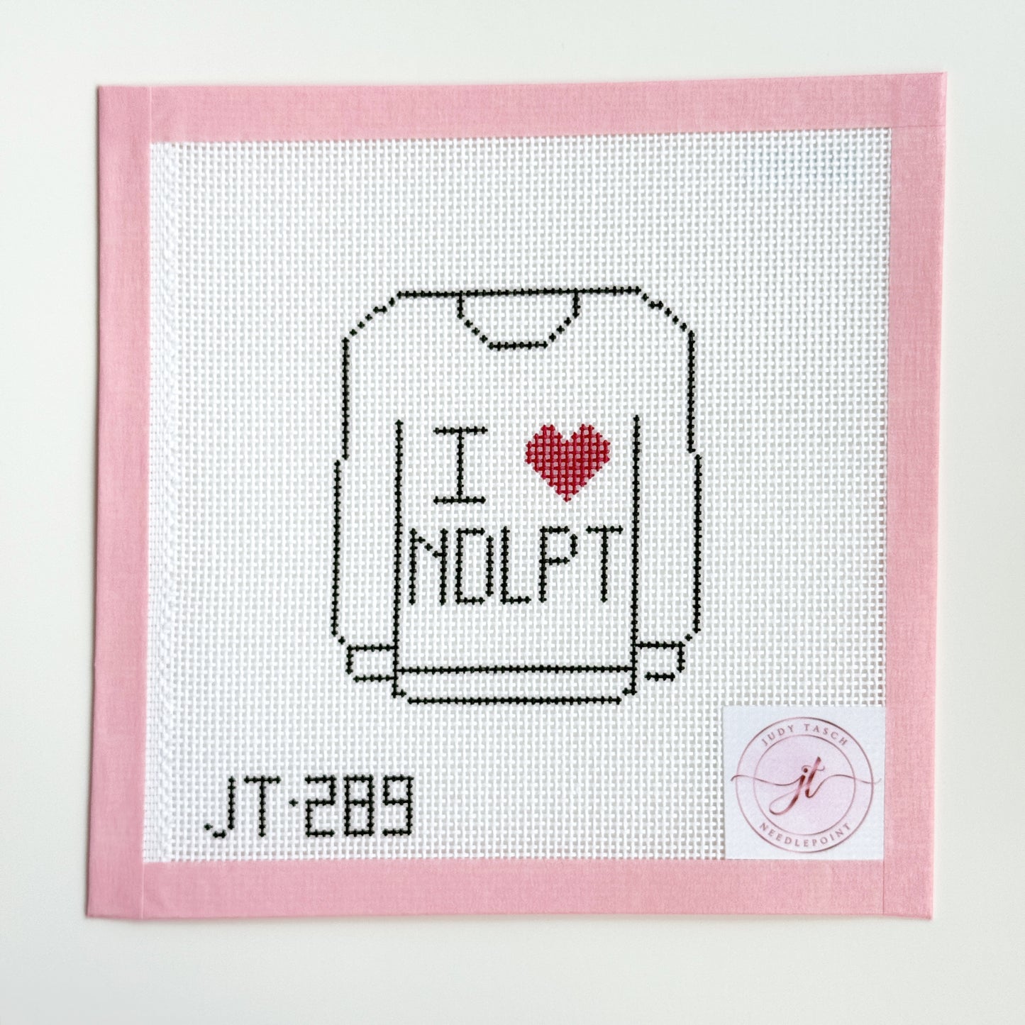 I Heart NDLPT Sweater Needlepoint Canvas, Needlepoint Theme Canvas, Beginner Needlepoint Canvas, 13 mesh, 4.5" x 4"