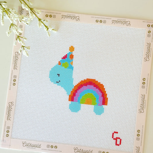 Birthday Rainbow Turtle Needlepoint Canvas