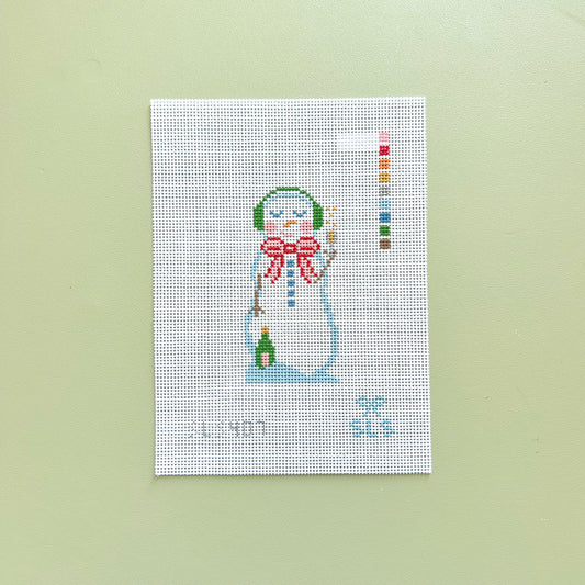 Champagne Snow Woman Needlepoint Canvas, 13 mesh, 4.2"x2.5" Design Size