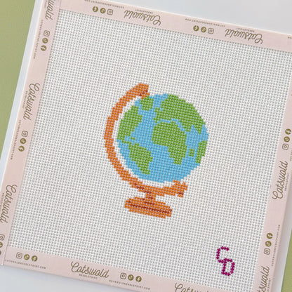 World Globe Needlepoint Canvas, 13 Mesh, 3x3 Design