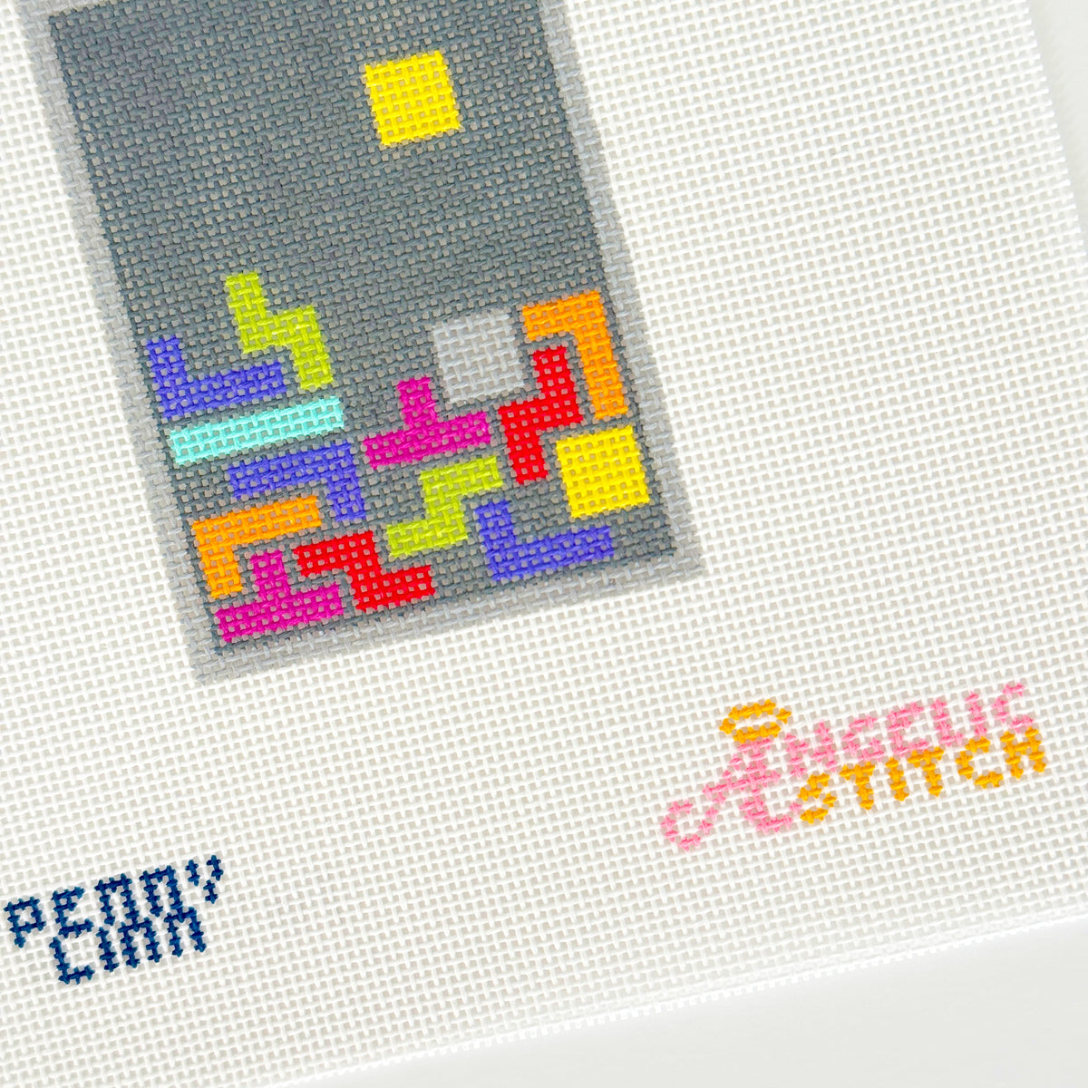 Puzzle Block Game Nostalgic Needlepoint Canvas Angelic Stitch, 18 mesh, 3" x 2"
