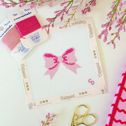 Pink Bow Needlepoint Canvas