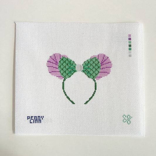 Little Mermaid Ears Needlepoint Canvas, 18 Mesh, 4" x 4" Design Size