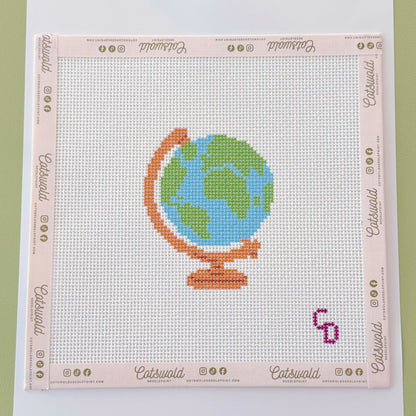 World Globe Needlepoint Canvas, 13 Mesh, 3x3 Design