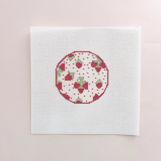 Strawberry Round Needlepoint Canvas, 13 Mesh, 4" Round