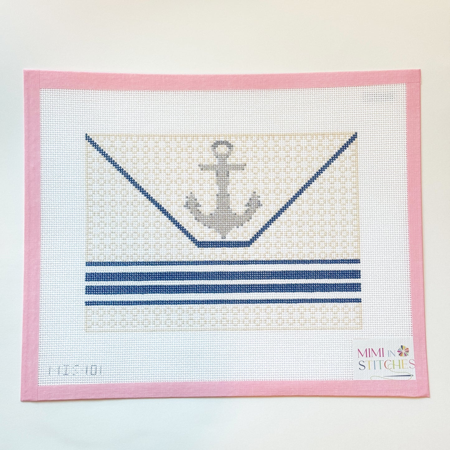 Anchor on Raffia Clutch Needlepoint Canvas, 13 Mesh, 10x8 Design