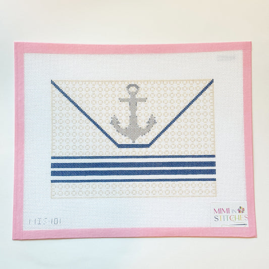 Anchor on Raffia Clutch Needlepoint Canvas, 13 Mesh, 10x8 Design