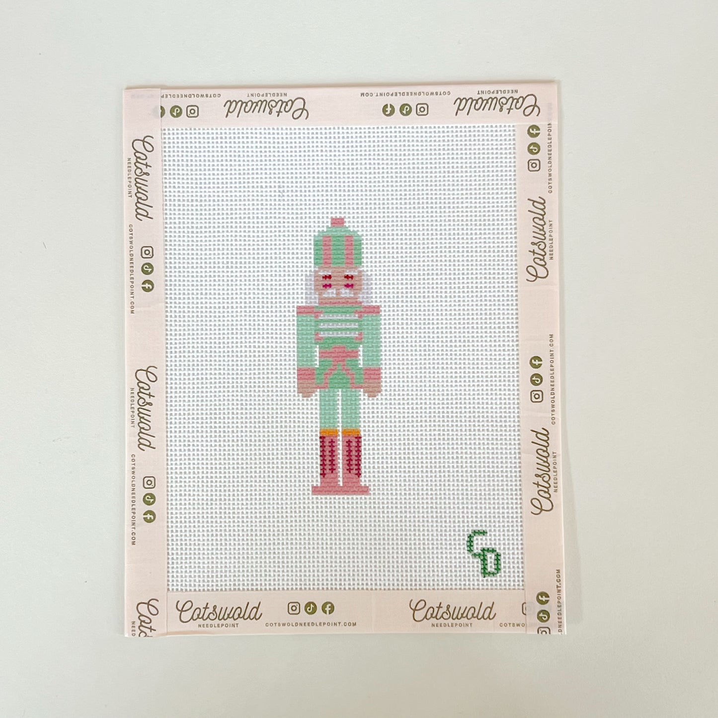 Sea foam Green Nutcracker Needlepoint Canvas, 18 mesh, 3.5"x1.5" Design Size