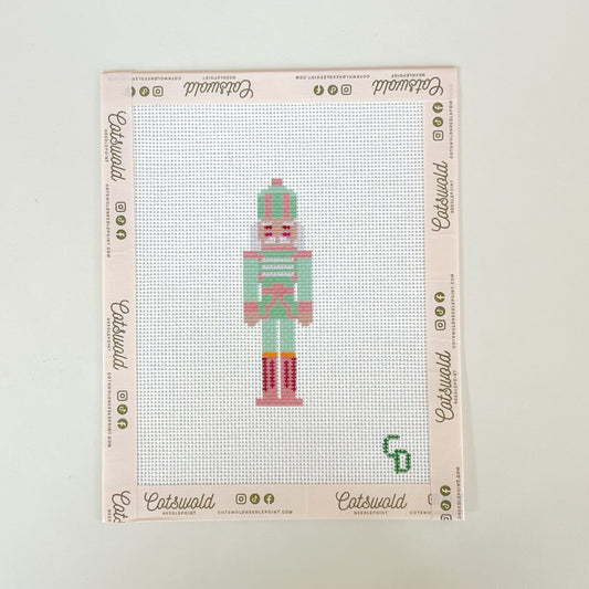Sea foam Green Nutcracker Needlepoint Canvas, 18 mesh, 3.5"x1.5" Design Size