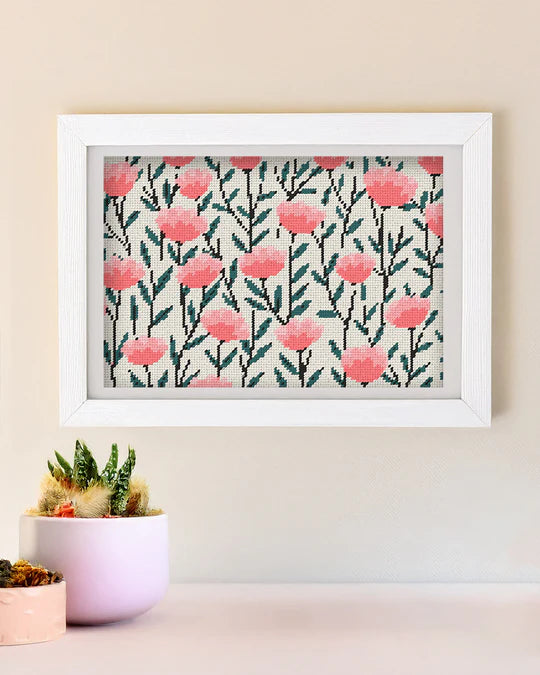 Pink Floral Needlepoint Beginner Kit, Unwind Studio Needlepoint Kit