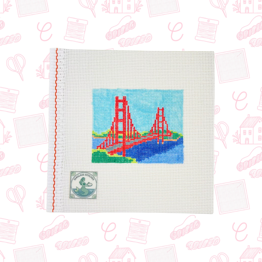 Golden gate Bridge San Fransisco Needlepoint Canvas, 18 mesh, 3.5x3.5 Design
