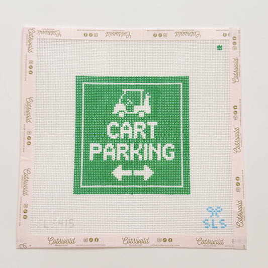 Cart Parking Sign Needlepoint Canvas by SLS Needlepoint