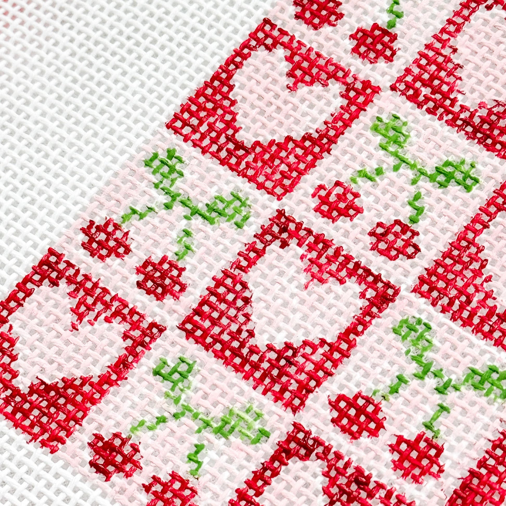 Cherry Checker Board 4” 13 Mesh Hand Painted Needlepoint Canvas, Aesthetic Needlepoint Canvas Modern