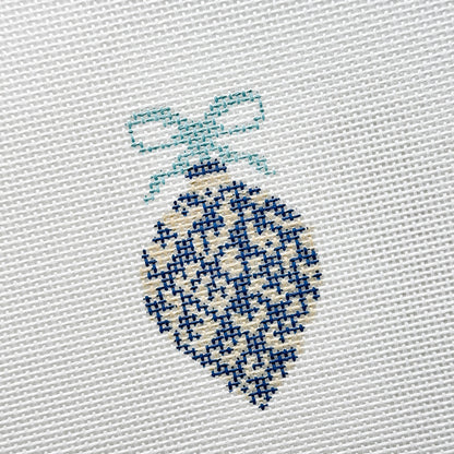 Blue Etoille 4" 13 Mesh Hand Painted Needlepoint Canvas Ornament, Blue White Christmas Ornament Needlepoint Canvas