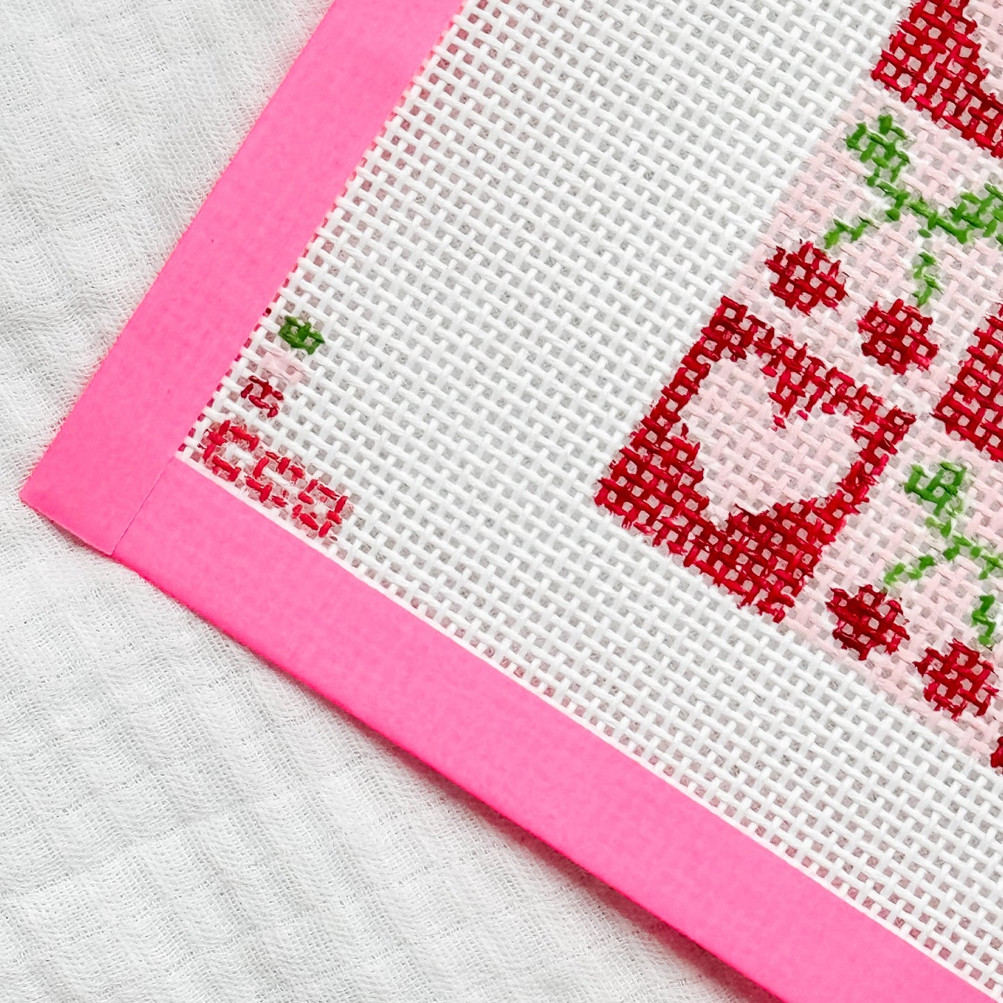 Cherry Checker Board 4” 13 Mesh Hand Painted Needlepoint Canvas, Aesthetic Needlepoint Canvas Modern