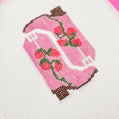 Hand Painted Strawberry Cowgirl Boot 3” Needlepoint Canvas 18 Mesh southern Needlepoint Canvas Boot Hand Painted