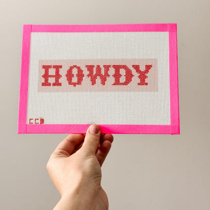 Howdy Bookmark 2”x7 13 Mesh Hand Painted Needlepoint Canvas, Aesthetic Needlepoint Canvas Modern, Howdy Needlepoint Canvas
