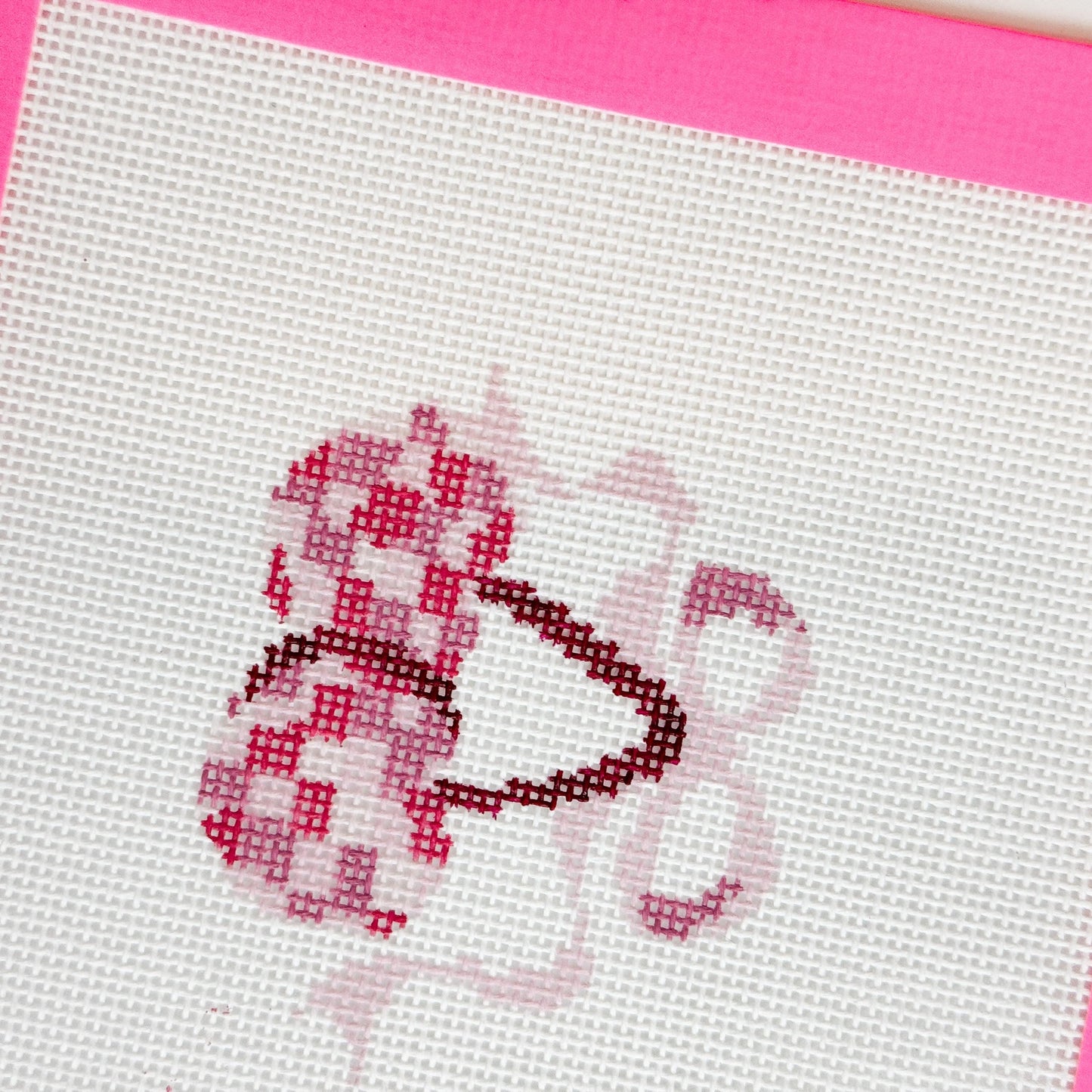 Disco Cherries Coquette Needlepoint Canvas Hand Painted, Cherry Bows 18 Mesh 3" Design Needlepoint Canvas, Modern Needlepoint Canvas