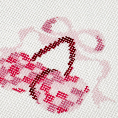 Disco Cherries Coquette Needlepoint Canvas Hand Painted, Cherry Bows 18 Mesh 3" Design Needlepoint Canvas, Modern Needlepoint Canvas